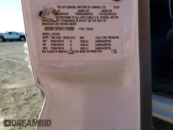 ✅ 2004 Chevrolet Silverado 1500 Z71 • VIN: 2GCEK19T941116388 • Лот: 73240544. Опубликован ранее на Copart с пробегом 313 113 миль. Бесплатный доступ к архиву аукционных продаж из США и подробный отчёт об истории автомобиля на DreamBid. Изображение 12.