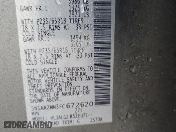 ✅ 2015 Nissan Pathfinder S • VIN: 5N1AR2MN3FC672620 • Лот: 83992885. Опубликован ранее на Copart с пробегом 150 560 миль. Бесплатный доступ к архиву аукционных продаж из США и подробный отчёт об истории автомобиля на DreamBid. Изображение 13.