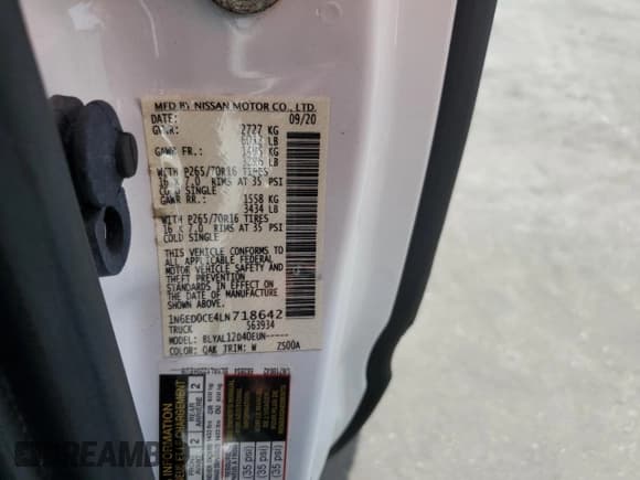 ✅ 2020 Nissan Frontier S • VIN: 1N6ED0CE4LN718642 • Lot: 67896555. Wystawiony na Copart z przebiegiem 20 042 mil. Bezpłatny archiwum sprzedaży aukcyjnych z USA i szczegółowy raport historii pojazdu na DreamBid. Zdjęcie 12.