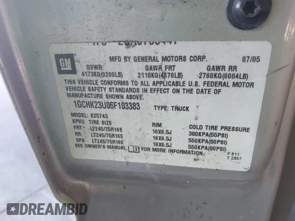 ✅ 2006 Chevrolet Silverado 2500HD LT1 • VIN: 1GCHK23U06F103383 • Лот: 43121005. Опубликован ранее на IAAI с пробегом 302 231 миль. Бесплатный доступ к архиву аукционных продаж из США и подробный отчёт об истории автомобиля на DreamBid. Изображение 9.