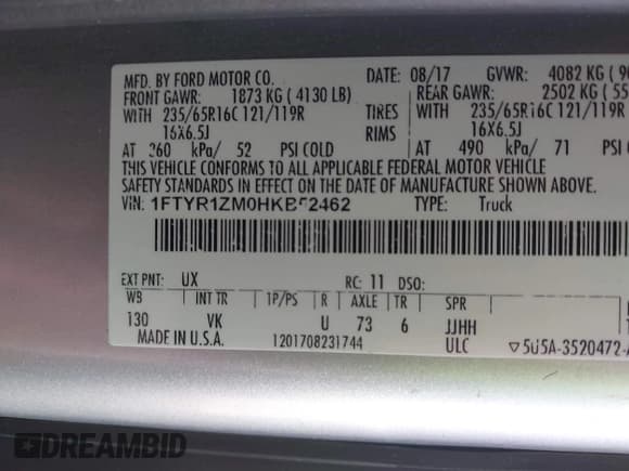 ✅ 2017 Ford Transit • VIN: 1FTYR1ZM0HKB52462 • Lot: 43436535. Wystawiony na IAAI z przebiegiem 124 695 mil. Bezpłatny archiwum sprzedaży aukcyjnych z USA i szczegółowy raport historii pojazdu na DreamBid. Zdjęcie 9.