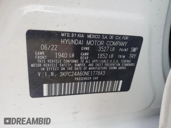 ✅ 2022 Hyundai Accent SE • VIN: 3KPC24A60NE177843 • Лот: 80695804. Опубликован ранее на Copart с пробегом 26 380 миль. Бесплатный доступ к архиву аукционных продаж из США и подробный отчёт об истории автомобиля на DreamBid. Изображение 12.