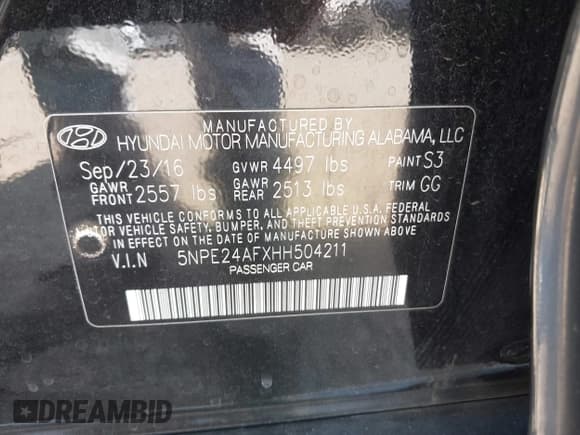 ✅ 2017 Hyundai Sonata 2.4L • VIN: 5NPE24AFXHH504211 • Лот: 43181523. Опубликован ранее на IAAI с пробегом 176 261 миль. Бесплатный доступ к архиву аукционных продаж из США и подробный отчёт об истории автомобиля на DreamBid. Изображение 9.