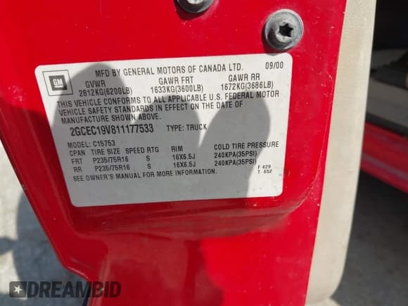 ✅ 2001 Chevrolet Silverado 1500 LS • VIN: 2GCEC19V811177533 • Lot: 42280525. Listed on IAAI with 170,088 mi. Free auction sales archive from the USA and detailed vehicle history report at DreamBid. Image 9.