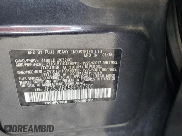 ✅ 2016 Subaru Forester 2.5i • VIN: JF2SJABC5GH547300 • Lot: 68784555. Wystawiony na Copart z przebiegiem 72 807 mil. Bezpłatny archiwum sprzedaży aukcyjnych z USA i szczegółowy raport historii pojazdu na DreamBid. Zdjęcie 13.