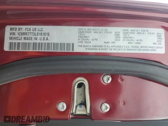 2020 Ram 1500 SLT с VIN 1C6RR7TT3LS161616, выставлен на аукционе Copart как лот 84199855 с пробегом 108 097 миль миль и Списание • Salvage title. История ставок и продаж доступна на DreamBid. Изображение 12.