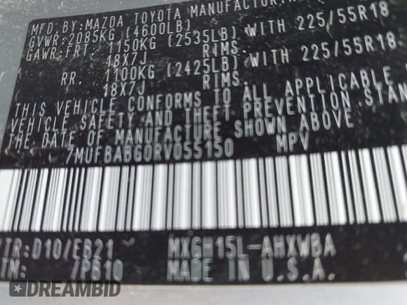 ✅ 2024 Toyota Corolla Cross Hybrid S • VIN: 7MUFBABG0RV055150 • Lot: 42234957. Listed on IAAI with 14,164 mi. Free auction sales archive from the USA and detailed vehicle history report at DreamBid. Image 9.