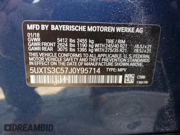 ✅ 2018 BMW X3 M40i • VIN: 5UXTS3C57J0Y95714 • Lot: 84454645. Wystawiony na Copart z przebiegiem 117 029 mil. Bezpłatny archiwum sprzedaży aukcyjnych z USA i szczegółowy raport historii pojazdu na DreamBid. Zdjęcie 13.