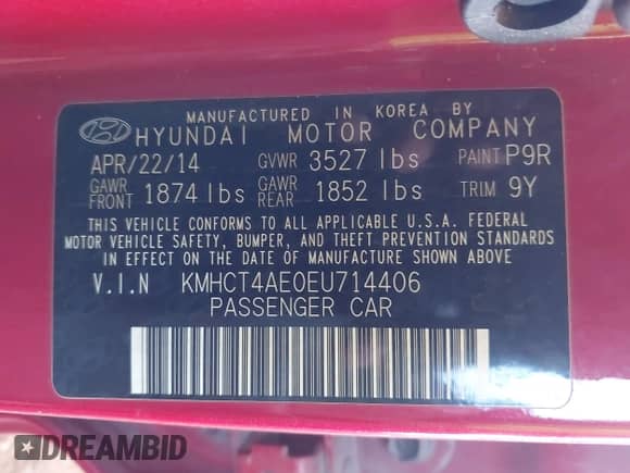 2014 Hyundai Accent GLS с VIN KMHCT4AE0EU714406, выставлен на аукционе IAAI как лот 43491994 с пробегом 77 894 миль миль и . История ставок и продаж доступна на DreamBid. Изображение 9.