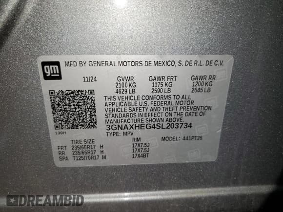 ✅ 2025 Chevrolet Equinox FWD LT • VIN: 3GNAXHEG4SL203734 • Lot: 92078325. Listed on Copart with 14,696 mi. Free auction sales archive from the USA and detailed vehicle history report at DreamBid. Image 13.