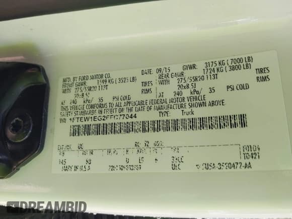 ✅ 2015 Ford F-150 XLT • VIN: 1FTEW1EG2FFC77044 • Лот: 42094571. Опубликован ранее на IAAI с пробегом 213 408 миль. Бесплатный доступ к архиву аукционных продаж из США и подробный отчёт об истории автомобиля на DreamBid. Изображение 9.