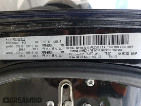 ✅ 2018 Ram 1500 Big Horn • VIN: 1C6RR7LM2JS353583 • Lot: 54173965. Listed on Copart with 130,909 mi. Free auction sales archive from the USA and detailed vehicle history report at DreamBid. Image 12.