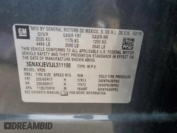 ✅ 2018 Chevrolet Equinox LT • VIN: 3GNAXJEV3JL311198 • Lot: 81715295. Wystawiony na Copart z przebiegiem 100 826 mil. Bezpłatny archiwum sprzedaży aukcyjnych z USA i szczegółowy raport historii pojazdu na DreamBid. Zdjęcie 12.