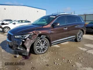✅ 2019 Infiniti QX60 Pure • VIN: 5N1DL0MN0KC504592 • Lot: 57896385. Listed on Copart with 99,185 mi. Free auction sales archive from the USA and detailed vehicle history report at DreamBid. Image 1.