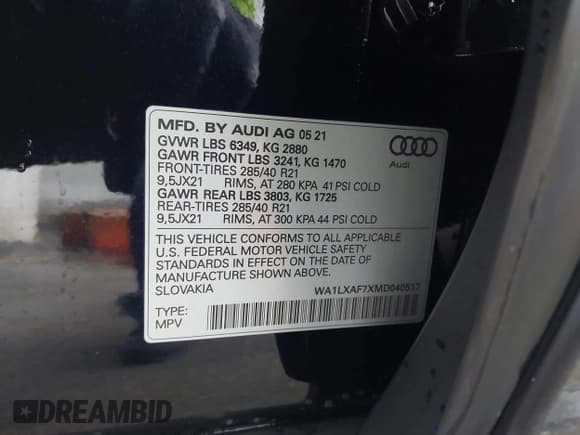 ✅ 2021 Audi Q7 Premium Plus • VIN: WA1LXAF7XMD040517 • Lot: 41990685. Listed on IAAI with 23,325 mi. Free auction sales archive from the USA and detailed vehicle history report at DreamBid. Image 9.