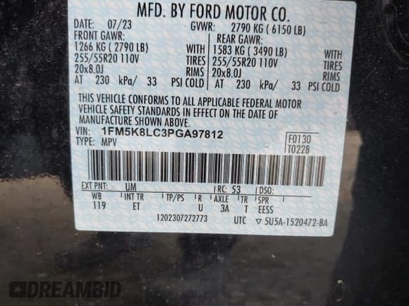 ✅ 2023 Ford Explorer King Ranch • VIN: 1FM5K8LC3PGA97812 • Lot: 42495831. Wystawiony na IAAI z przebiegiem 22 028 mil. Bezpłatny archiwum sprzedaży aukcyjnych z USA i szczegółowy raport historii pojazdu na DreamBid. Zdjęcie 9.