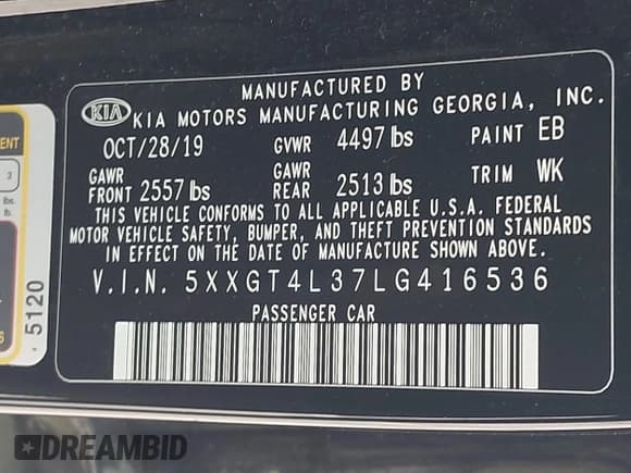✅ 2020 Kia Optima LX • VIN: 5XXGT4L37LG416536 • Лот: 43719813. Опубликован ранее на IAAI с пробегом 117 605 миль. Бесплатный доступ к архиву аукционных продаж из США и подробный отчёт об истории автомобиля на DreamBid. Изображение 9.