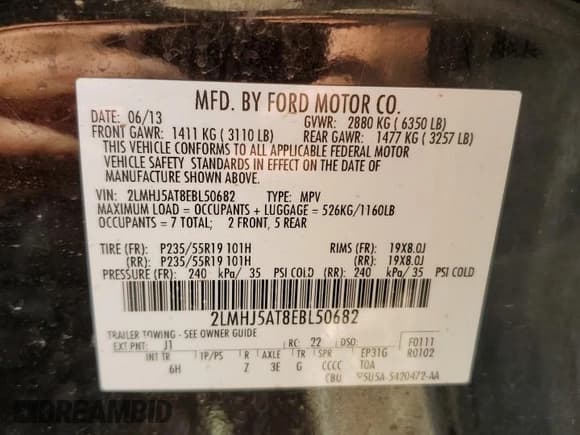 ✅ 2014 Lincoln MKT EcoBoost • VIN: 2LMHJ5AT8EBL50682 • Lot: 63404935. Wystawiony na Copart z przebiegiem 133 113 mil. Bezpłatny archiwum sprzedaży aukcyjnych z USA i szczegółowy raport historii pojazdu na DreamBid. Zdjęcie 13.