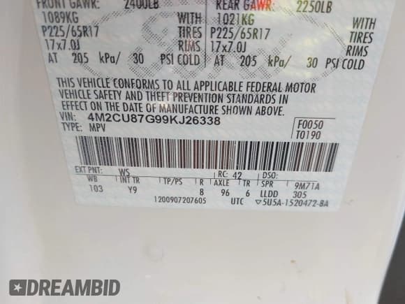 ✅ 2009 Mercury Mariner Premier • VIN: 4M2CU87G99KJ26338 • Лот: 42848827. Опубликован ранее на IAAI с пробегом 153 553 миль. Бесплатный доступ к архиву аукционных продаж из США и подробный отчёт об истории автомобиля на DreamBid. Изображение 9.