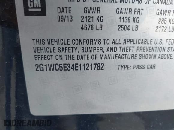 ✅ 2014 Chevrolet Impala LTZ • VIN: 2G1WC5E34E1121782 • Lot: 42543786. Listed on IAAI with 111,767 mi. Free auction sales archive from the USA and detailed vehicle history report at DreamBid. Image 9.