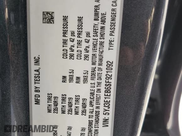 ✅ 2025 Tesla Model 3 Long Range • VIN: 5YJ3E1EB6SF921092 • Lot: 46918025. Wystawiony na Copart z przebiegiem 1 403 mil. Bezpłatny archiwum sprzedaży aukcyjnych z USA i szczegółowy raport historii pojazdu na DreamBid. Zdjęcie 12.