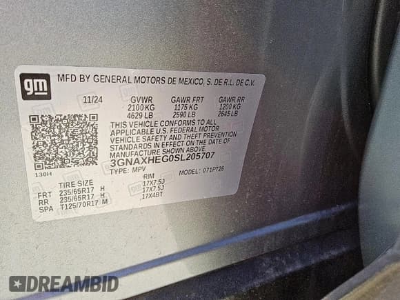 ✅ 2025 Chevrolet Equinox FWD LT • VIN: 3GNAXHEG0SL205707 • Lot: 80929665. Wystawiony na Copart z przebiegiem Nie podano. Bezpłatny archiwum sprzedaży aukcyjnych z USA i szczegółowy raport historii pojazdu na DreamBid. Zdjęcie 12.