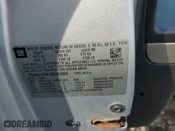 ✅ 2011 Chevrolet HHR 2LT • VIN: 3GNBACFU1BS564034 • Lot: 78979364. Listed on Copart with Not provided. Free auction sales archive from the USA and detailed vehicle history report at DreamBid. Image 14.