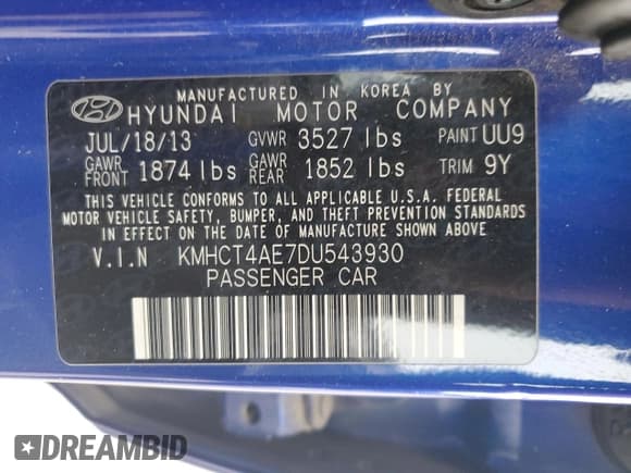 ✅ 2013 Hyundai Accent GLS • VIN: KMHCT4AE7DU543930 • Лот: 78861944. Опубликован ранее на Copart с пробегом 124 233 миль. Бесплатный доступ к архиву аукционных продаж из США и подробный отчёт об истории автомобиля на DreamBid. Изображение 12.