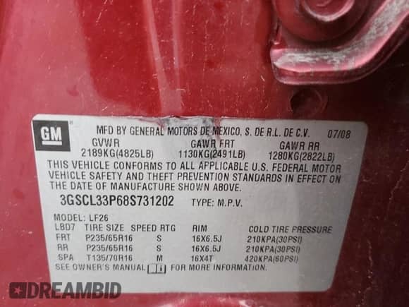 2008 Saturn VUE XE z VIN 3GSCL33P68S731202, wystawiony jako Copart lot #78401474 z przebiegiem Nie podano mil oraz Szkoda całkowita • Salvage title. Historia ofert i sprzedaży dostępna na DreamBid. Obrazek 15.