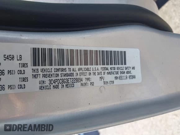 ✅ 2014 Dodge Journey SXT • VIN: 3C4PDCBG3ET229894 • Lot: 43788095. Listed on IAAI with 157,733 mi. Free auction sales archive from the USA and detailed vehicle history report at DreamBid. Image 9.