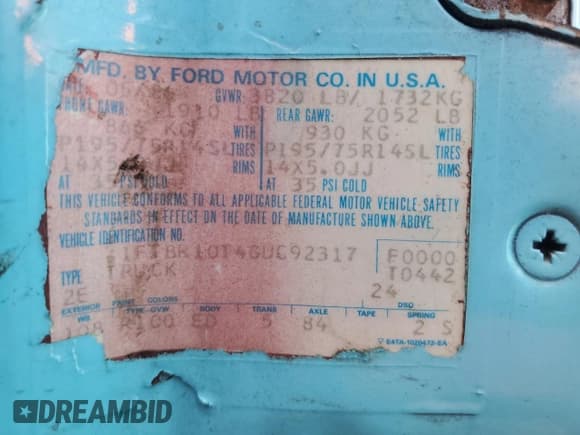 ✅ 1986 Ford Ranger • VIN: 1FTBR10T4GUC92317 • Lot: 81880605. Listed on Copart with 176,458 mi. Free auction sales archive from the USA and detailed vehicle history report at DreamBid. Image 14.