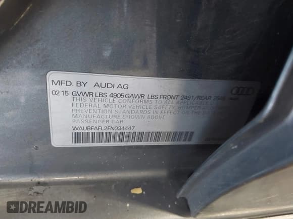 ✅ 2015 Audi A4 Premium • VIN: WAUBFAFL2FN034447 • Лот: 42730070. Опубликован ранее на IAAI с пробегом 189 369 миль. Бесплатный доступ к архиву аукционных продаж из США и подробный отчёт об истории автомобиля на DreamBid. Изображение 9.