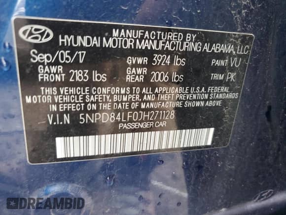 2018 Hyundai Elantra SEL with VIN 5NPD84LF0JH271128, listed as a Copart auction lot 48066225 with 118,199 mi miles and Clean title. Bid and sale history available at DreamBid. Image 12.