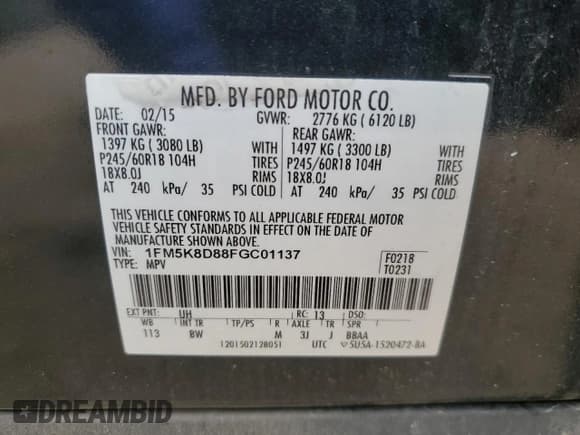 ✅ 2015 Ford Explorer XLT • VIN: 1FM5K8D88FGC01137 • Lot: 59768725. Wystawiony na Copart z przebiegiem 104 437 mil. Bezpłatny archiwum sprzedaży aukcyjnych z USA i szczegółowy raport historii pojazdu na DreamBid. Zdjęcie 13.