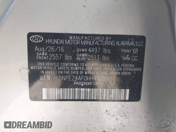 2017 Hyundai Sonata 2.4L с VIN 5NPE24AF0HH491016, выставлен на аукционе IAAI как лот 43491233 с пробегом 126 089 миль миль и . История ставок и продаж доступна на DreamBid. Изображение 9.