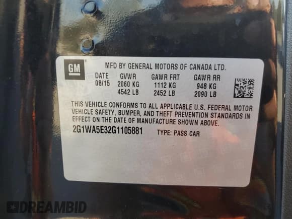 ✅ 2016 Chevrolet Impala LS • VIN: 2G1WA5E32G1105881 • Лот: 71869864. Опубликован ранее на Copart с пробегом 68 036 миль. Бесплатный доступ к архиву аукционных продаж из США и подробный отчёт об истории автомобиля на DreamBid. Изображение 14.