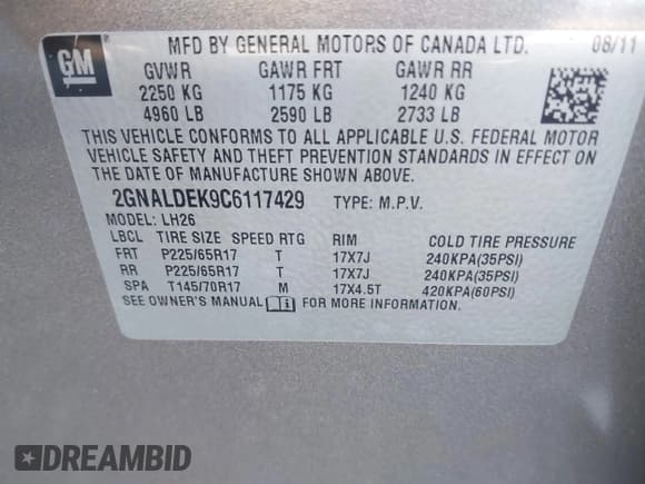 ✅ 2012 Chevrolet Equinox 1LT • VIN: 2GNALDEK9C6117429 • Lot: 43794696. Listed on IAAI with 171,691 mi. Free auction sales archive from the USA and detailed vehicle history report at DreamBid. Image 9.