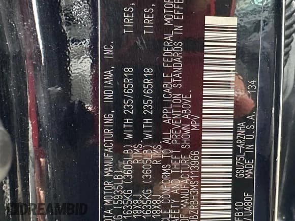 ✅ 2021 Toyota Highlander L • VIN: 5TDBZRBH3MS113966 • Lot: 92684465. Wystawiony na Copart z przebiegiem 158 838 mil. Bezpłatny archiwum sprzedaży aukcyjnych z USA i szczegółowy raport historii pojazdu na DreamBid. Zdjęcie 12.