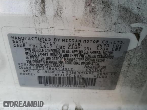 ✅ 2018 Nissan Note SR • VIN: 3N1CE2CP7JL354687 • Лот: 92502635. Опубликован ранее на Copart с пробегом 99 112 миль. Бесплатный доступ к архиву аукционных продаж из США и подробный отчёт об истории автомобиля на DreamBid. Изображение 13.