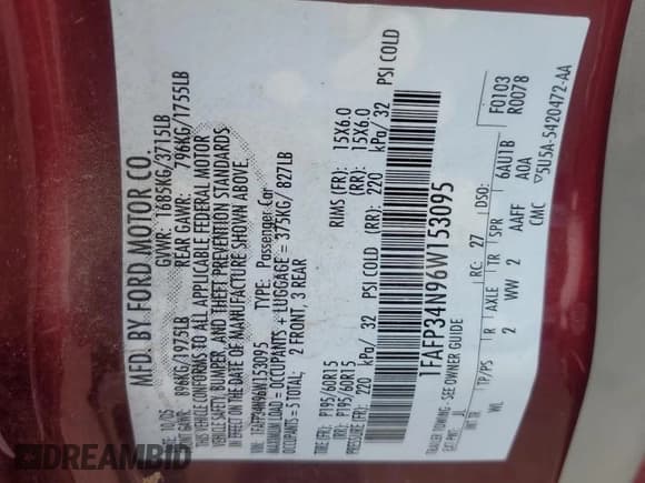 ✅ 2006 Ford Focus S • VIN: 1FAFP34N96W153095 • Lot: 93617265. Listed on Copart with Not provided. Free auction sales archive from the USA and detailed vehicle history report at DreamBid. Image 12.