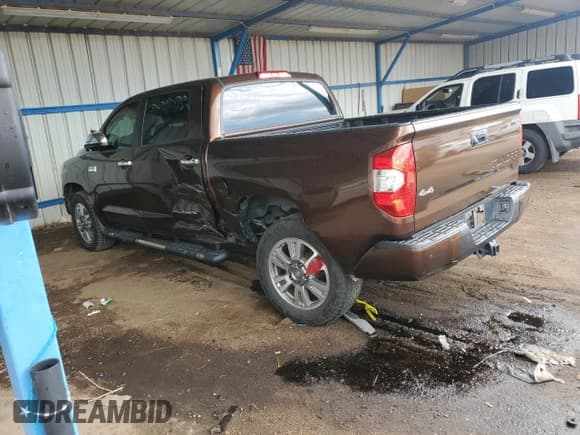 ✅ 2017 Toyota Tundra Platinum • VIN: 5TFAW5F11HX651690 • Lot: 69562075. Listed on Copart with 67,829 mi. Free auction sales archive from the USA and detailed vehicle history report at DreamBid. Image 2.