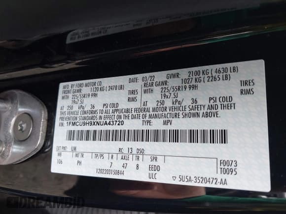 ✅ 2022 Ford Escape SEL • VIN: 1FMCU9H9XNUA43720 • Lot: 43773015. Wystawiony na IAAI z przebiegiem 23 741 mil. Bezpłatny archiwum sprzedaży aukcyjnych z USA i szczegółowy raport historii pojazdu na DreamBid. Zdjęcie 9.