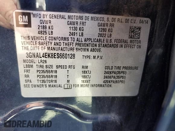✅ 2014 Chevrolet Captiva Sport LTZ • VIN: 3GNAL4EK8ES660128 • Lot: 50020885. Wystawiony na Copart z przebiegiem 129 381 mil. Bezpłatny archiwum sprzedaży aukcyjnych z USA i szczegółowy raport historii pojazdu na DreamBid. Zdjęcie 13.