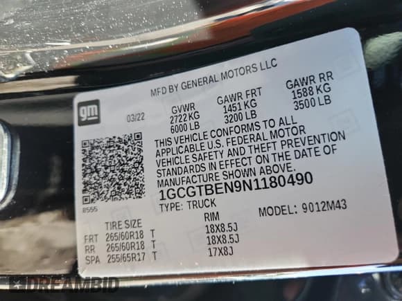 ✅ 2022 Chevrolet Colorado 4WD Work Truck • VIN: 1GCGTBEN9N1180490 • Lot: 84881845. Listed on Copart with 63,591 mi. Free auction sales archive from the USA and detailed vehicle history report at DreamBid. Image 12.