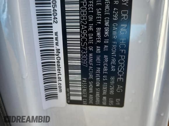 ✅ 2012 Porsche 911 4S • VIN: WP0BB2A95CS733097 • Lot: 90091175. Listed on Copart with 26,154 mi. Free auction sales archive from the USA and detailed vehicle history report at DreamBid. Image 12.