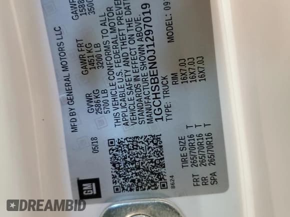 ✅ 2018 Chevrolet Colorado 2WD Work Truck • VIN: 1GCHSBEN0J1297019 • Lot: 88532125. Wystawiony na Copart z przebiegiem Nie podano. Bezpłatny archiwum sprzedaży aukcyjnych z USA i szczegółowy raport historii pojazdu na DreamBid. Zdjęcie 12.