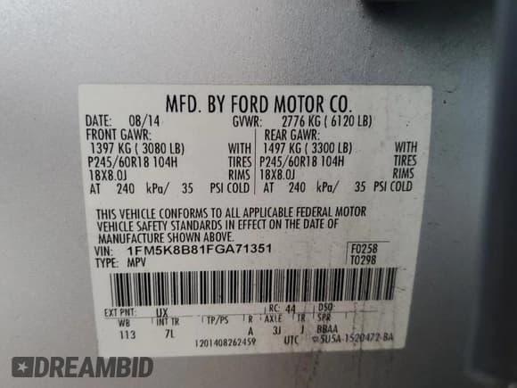 ✅ 2015 Ford Explorer • VIN: 1FM5K8B81FGA71351 • Lot: 57458855. Wystawiony na Copart z przebiegiem 126 093 mil. Bezpłatny archiwum sprzedaży aukcyjnych z USA i szczegółowy raport historii pojazdu na DreamBid. Zdjęcie 13.