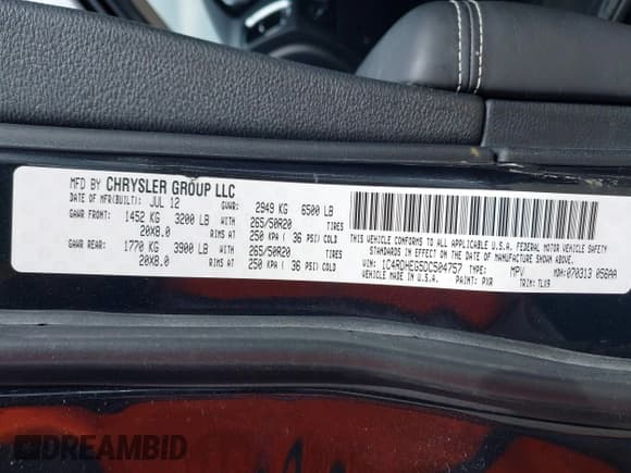 ✅ 2013 Dodge Durango Citadel • VIN: 1C4RDHEG5DC504757 • Lot: 41696972. Listed on IAAI with 133,049 mi. Free auction sales archive from the USA and detailed vehicle history report at DreamBid. Image 9.