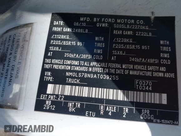 ✅ 2010 Ford Transit Connect XLT • VIN: NM0LS7BN9AT039255 • Лот: 41955895. Опубликован ранее на IAAI с пробегом 151 857 миль. Бесплатный доступ к архиву аукционных продаж из США и подробный отчёт об истории автомобиля на DreamBid. Изображение 9.