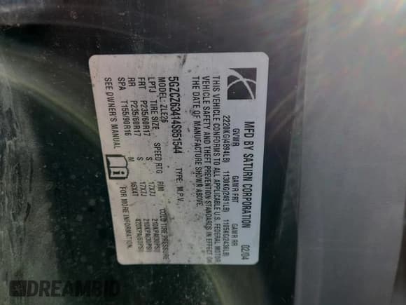 ✅ 2004 Saturn VUE V6 • VIN: 5GZCZ63414S851544 • Лот: 82476455. Опубликован ранее на Copart с пробегом 168 277 миль. Бесплатный доступ к архиву аукционных продаж из США и подробный отчёт об истории автомобиля на DreamBid. Изображение 13.